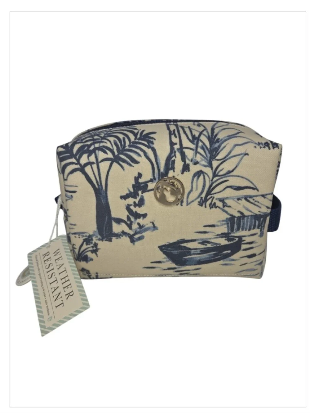 Spartina 449 Daise Seascape Water Resistant Coated Canvas Cosmetic Case NWT